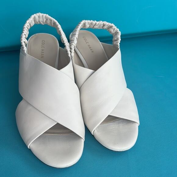 Cole Haan Grand Series Anastasia City White Criss Cross Snake Skin Heels 8B - Picture 6 of 7